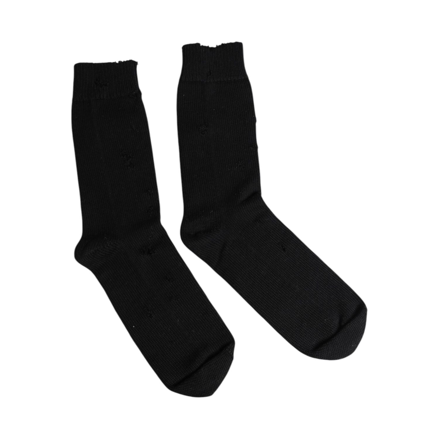 Dolce & Gabbana Black Solid Stretch Mid Calf Men Socks