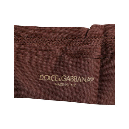 Dolce & Gabbana Brown Stretch Logo Print Mid Calf Socks