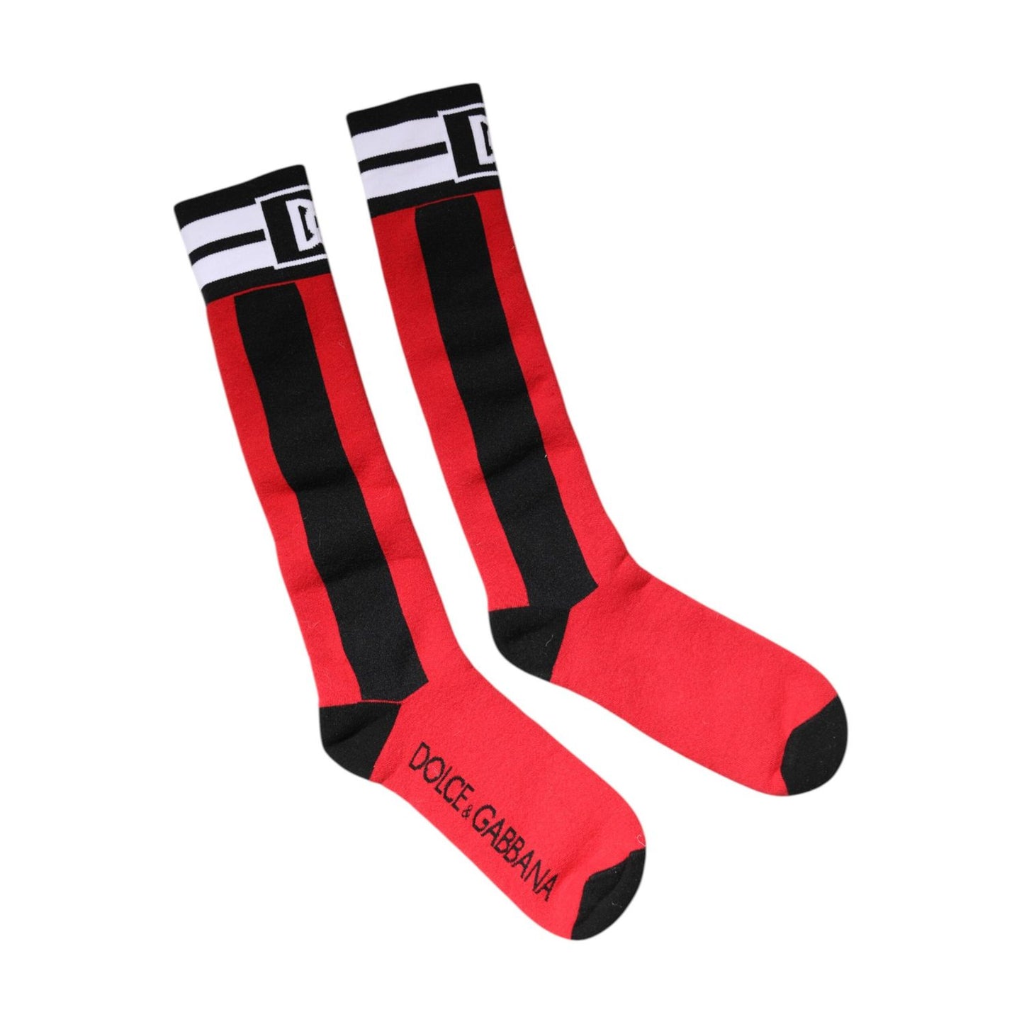 Dolce & Gabbana Red Cotton Stretch Printed Socks