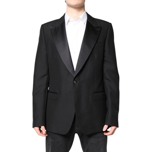 Dolce & Gabbana Black Wool Single Breasted Coat Blazer