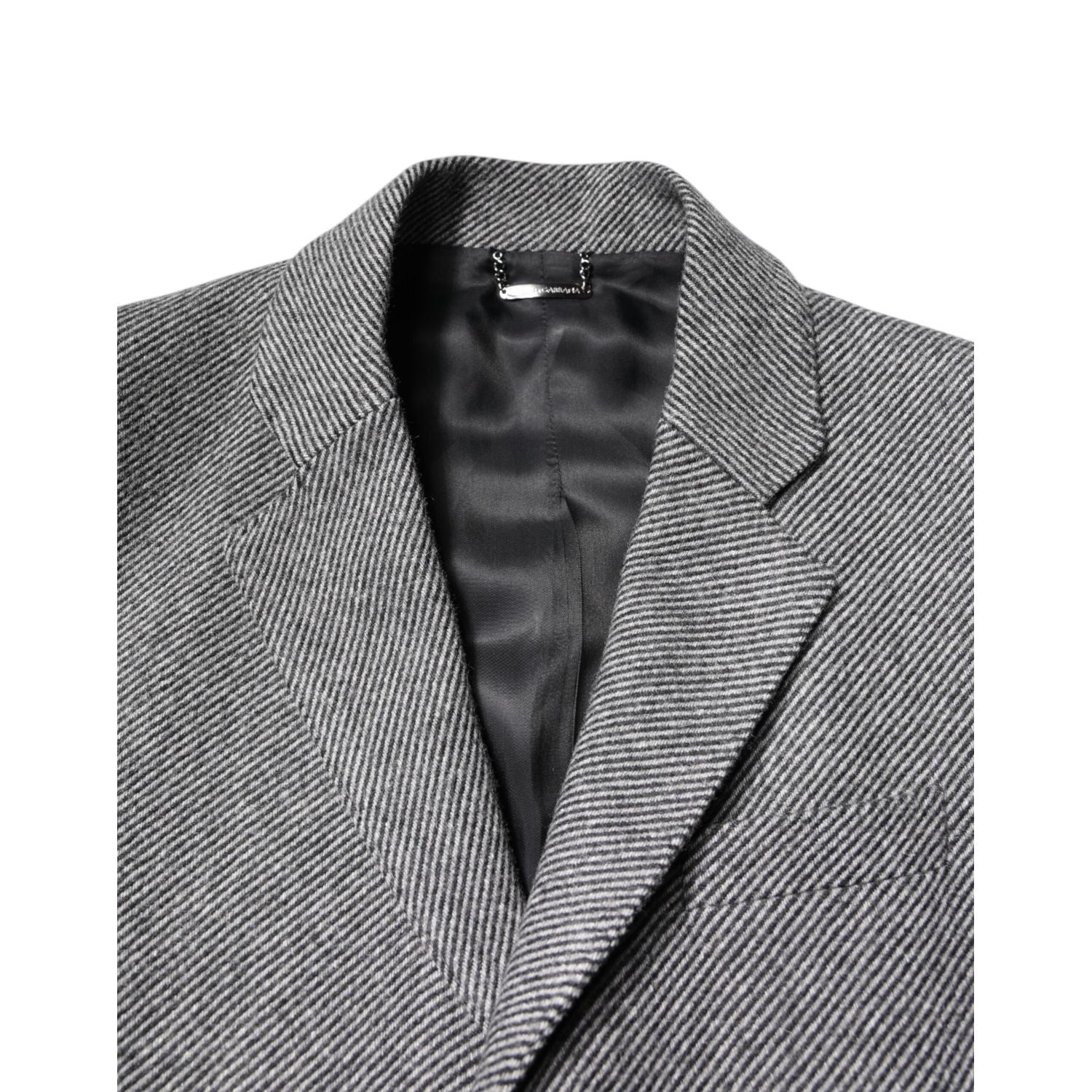 Dolce & Gabbana Gray Wool Single Breasted Trench Coat Jacket