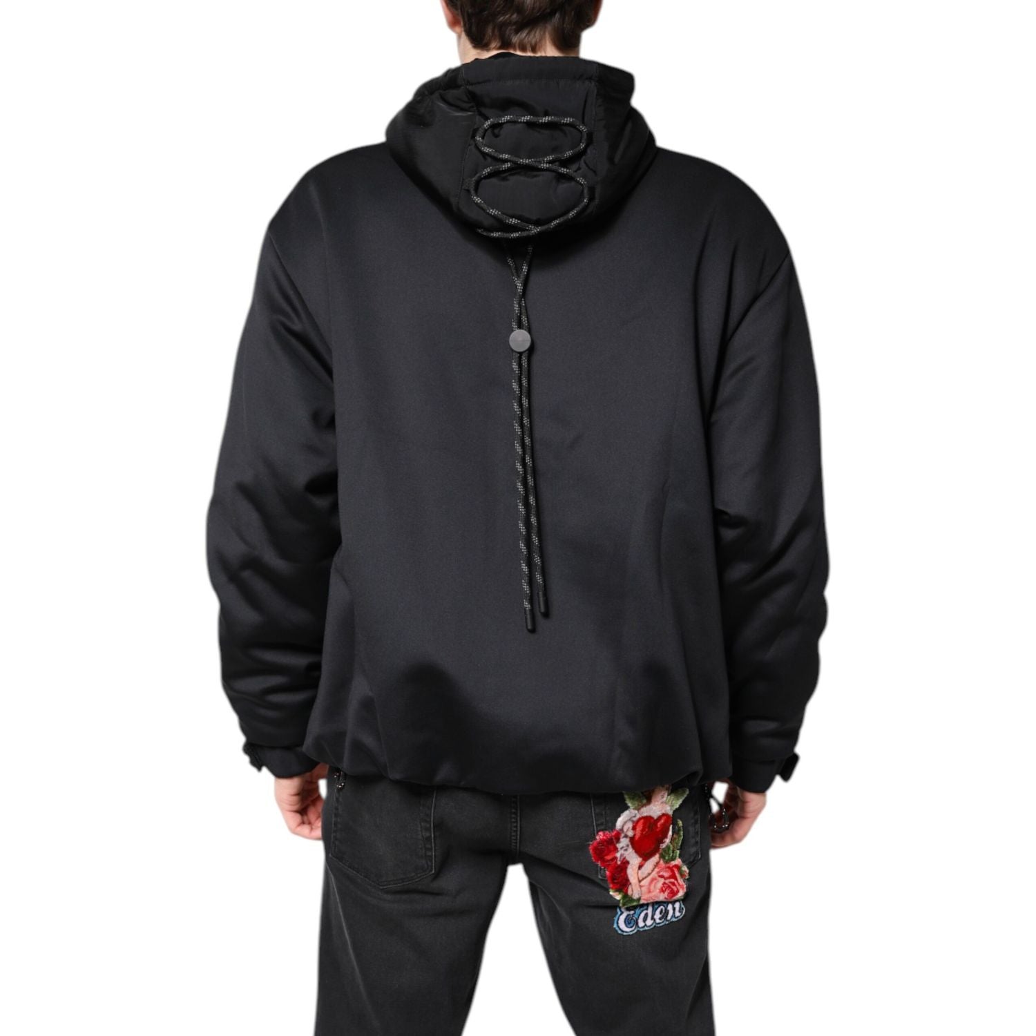 Dolce & Gabbana Black Polyester DG Hooded Full Zip Jacket