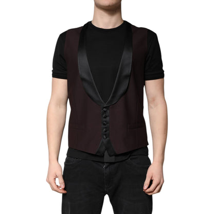 Dolce & Gabbana Maroon Wool Waistcoat Dress Formal Vest