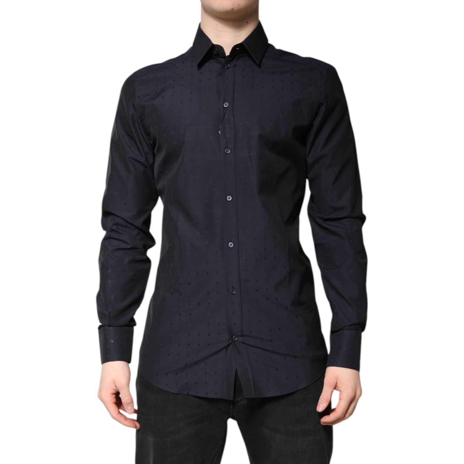 Dolce & Gabbana Black Cotton GOLD Men Dress Formal Shirt