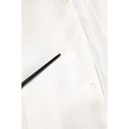 Dolce & Gabbana White Silk GOLD Dress Formal Collared Shirt