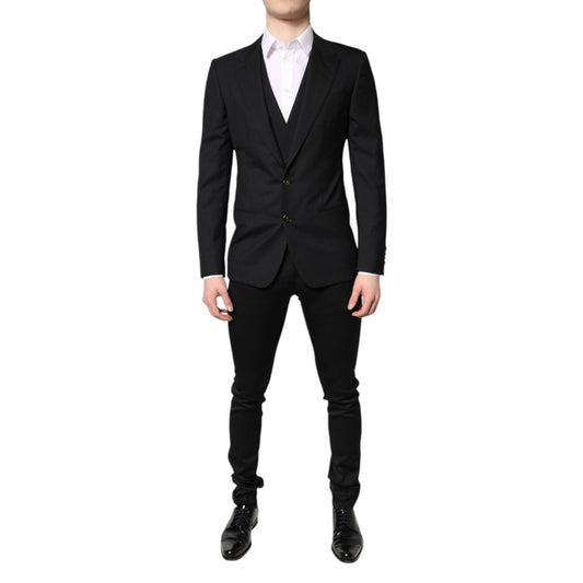 Dolce & Gabbana Black Single Breasted Formal Blazer with Vest