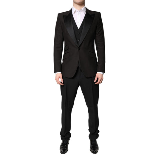 Dolce & Gabbana Black Single Breasted Formal 3 Piece Suit
