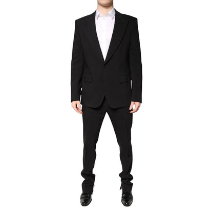 Dolce & Gabbana Black Cotton Single Breasted 2 Piece Suit