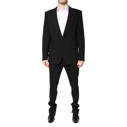 Dolce & Gabbana Black Cotton Single Breasted 2 Piece Suit