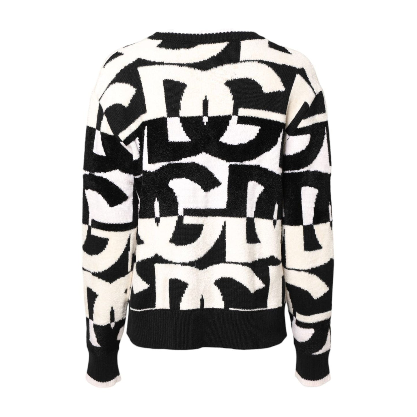 Dolce & Gabbana White Black Logo Print Women Pullover Sweater