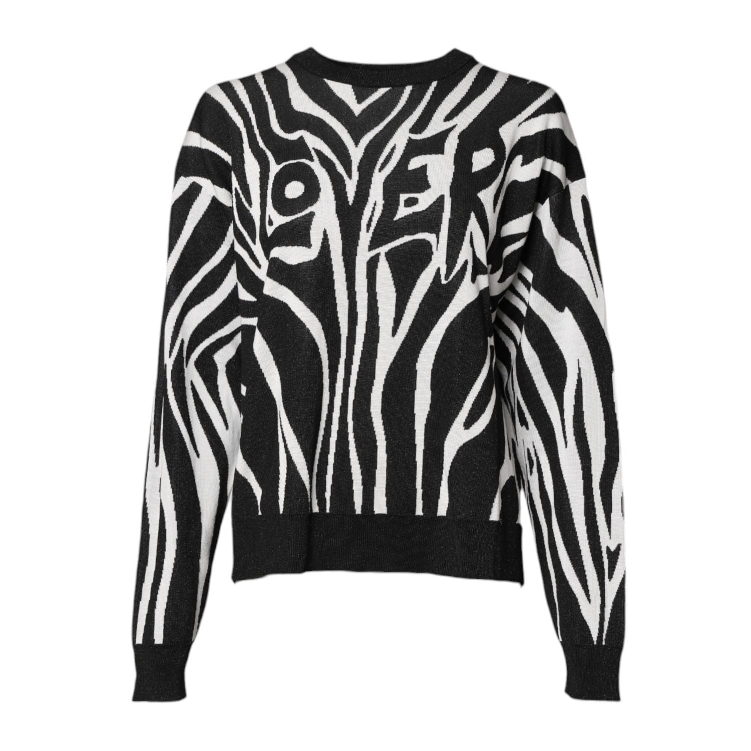 Dolce & Gabbana Black White Print Women Pullover Sweater
