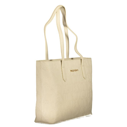 Mario Valentino Beige Polyethylene Handbag with two handles, internal pockets, contrasting details, and logo