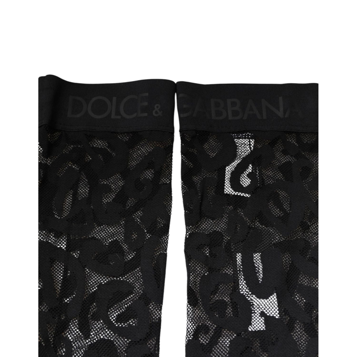 Dolce & Gabbana Black Floral Lace Cotton Stretch Stockings Socks
