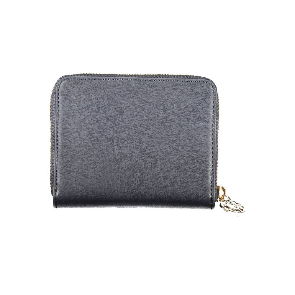 Tommy Hilfiger Blue Polyethylene Wallet with two compartments, coin purse, card spaces, external pocket, contrasting details, zip closure.