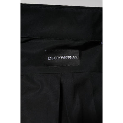 Emporio Armani Black Cotton Long Sleeves Men Formal Dress Shirt