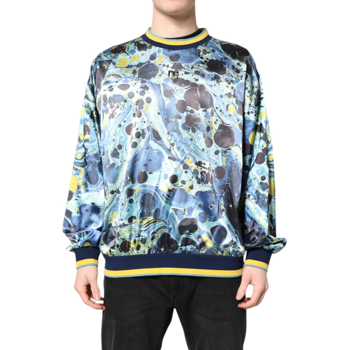 Dolce & Gabbana Multicolor Marble Print Men Pullover Sweater