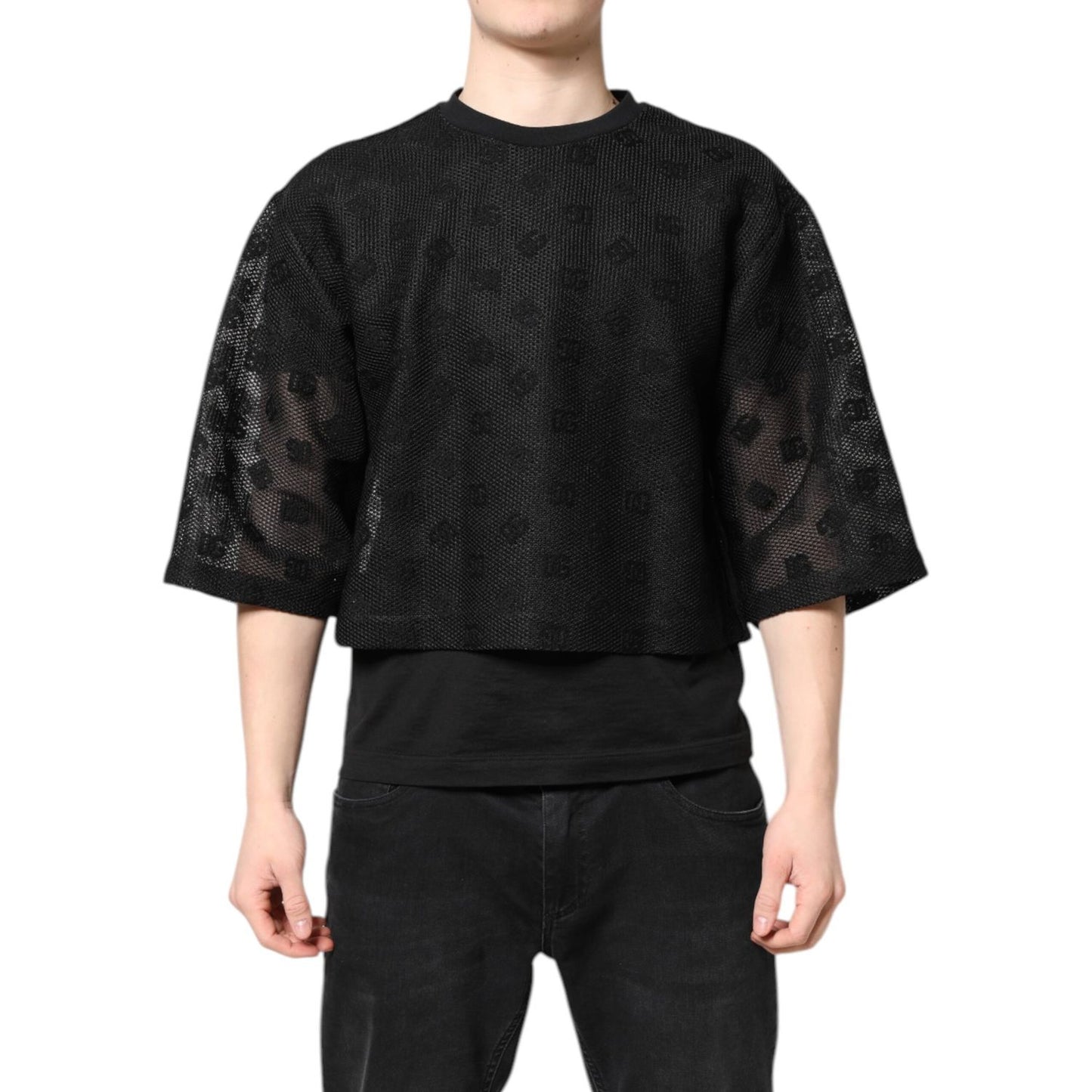 Dolce & Gabbana Black See Through Logo Short Sleeves T-shirt