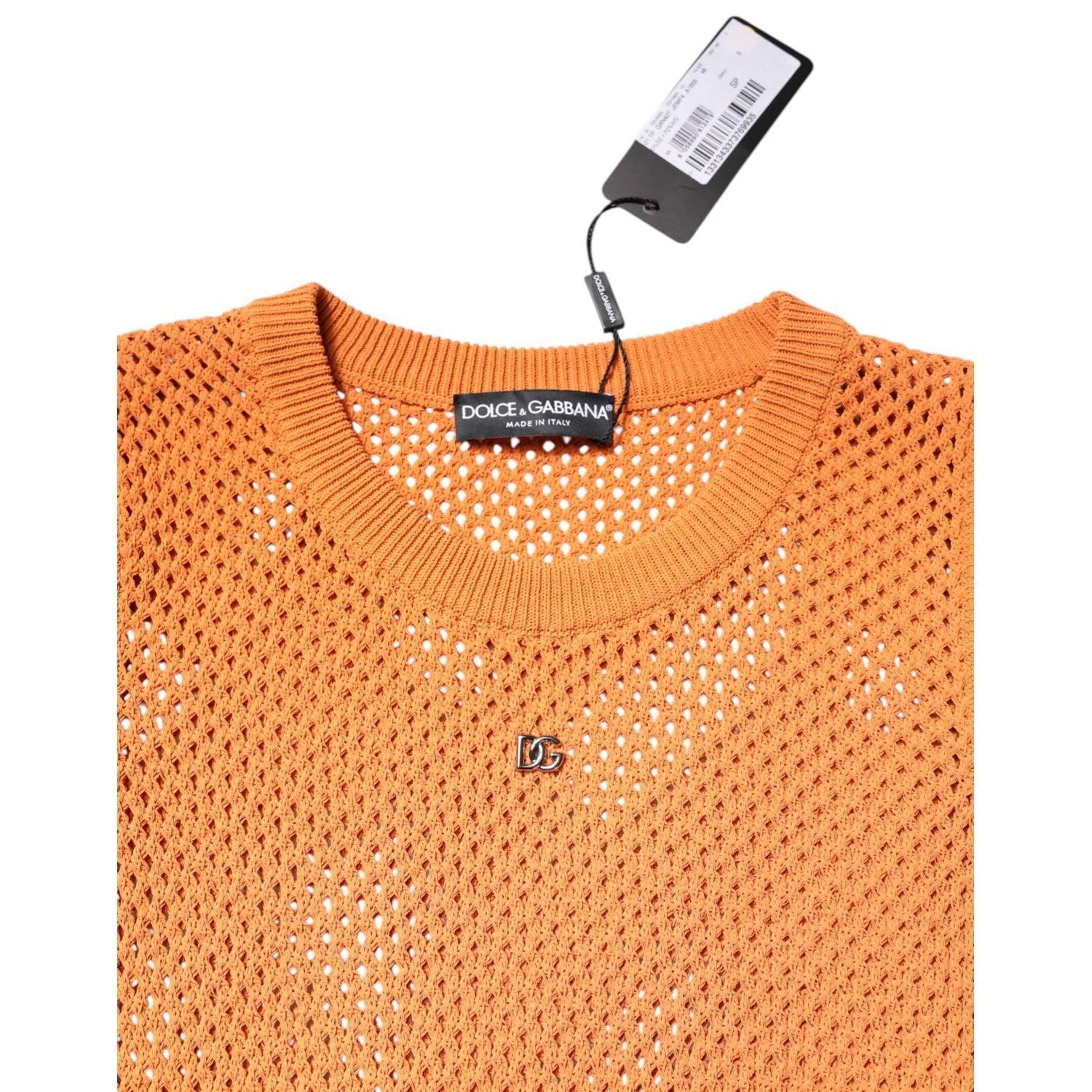 Dolce & Gabbana Orange Cashmere Round Neck Sleeveless T-shirt