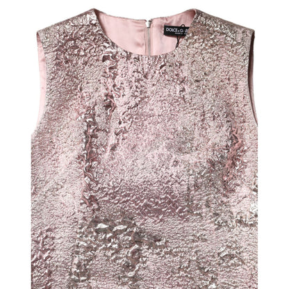 Dolce & Gabbana Pink Jacquard Sleeveless Sheath Mini Dress