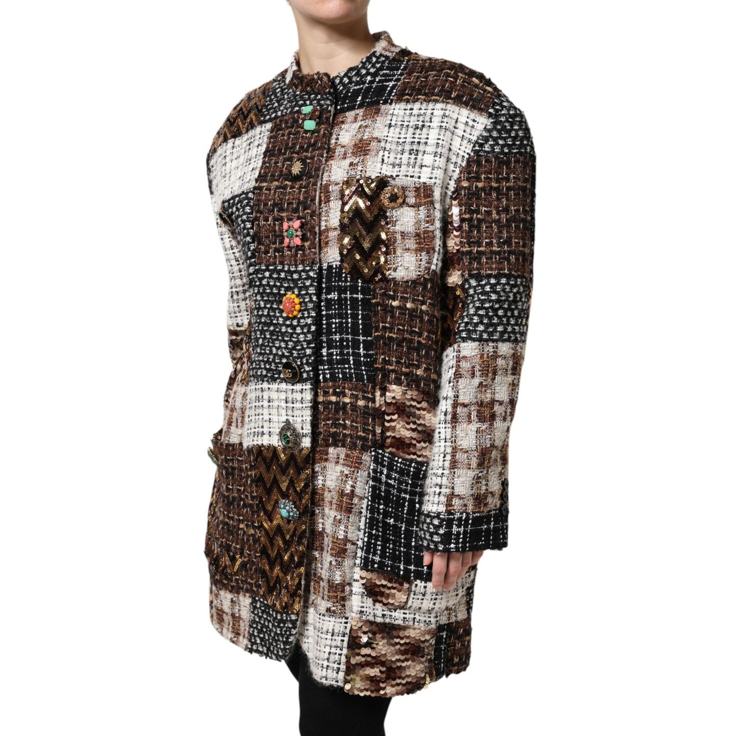 Dolce & Gabbana Multicolor Patchwork Button Down Jacket
