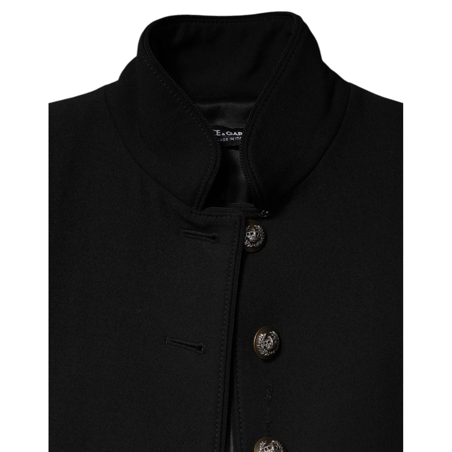 Dolce & Gabbana Black Wool Single Breasted Trench Coat Jacket