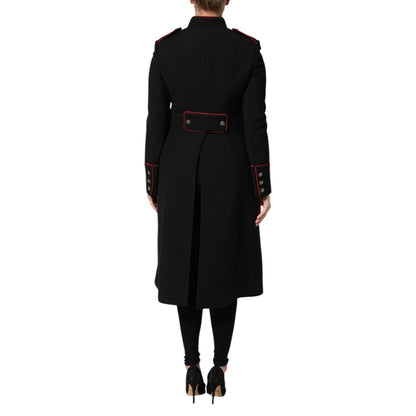 Dolce & Gabbana Black Wool Single Breasted Trench Coat Jacket