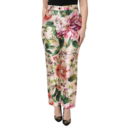 Dolce & Gabbana Multicolor Floral High Waist Straight Pants