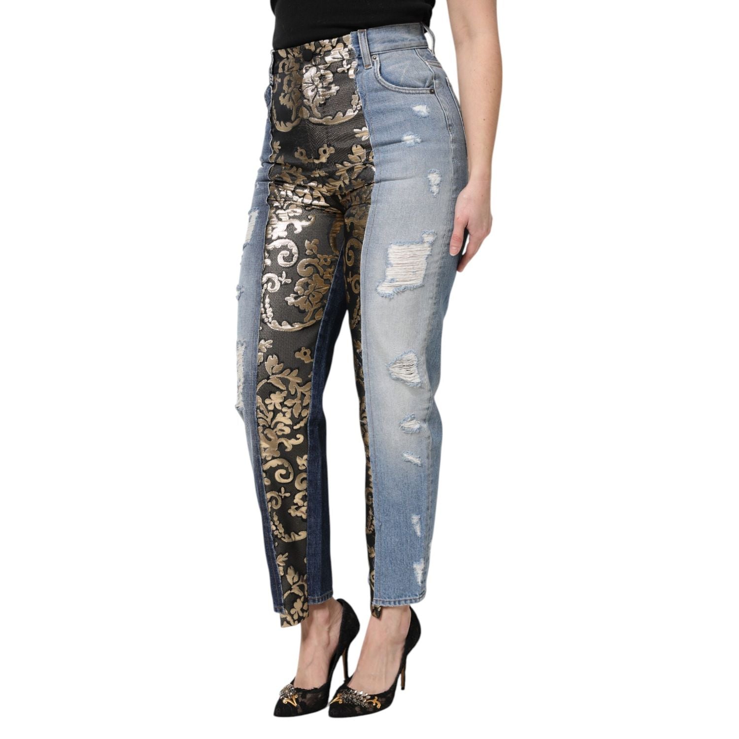 Dolce & Gabbana Multicolor Patchwork High Waist Denim Jeans