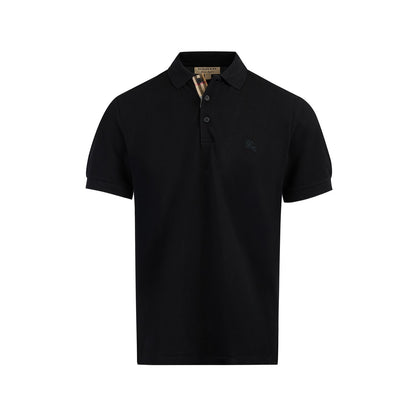 Burberry Black Cotton Collared Polo Shirt