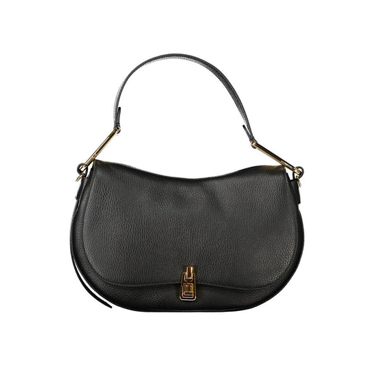 Coccinelle Black Leather Women Handbag with swivel closure and shoulder handle, featuring luxury chic style