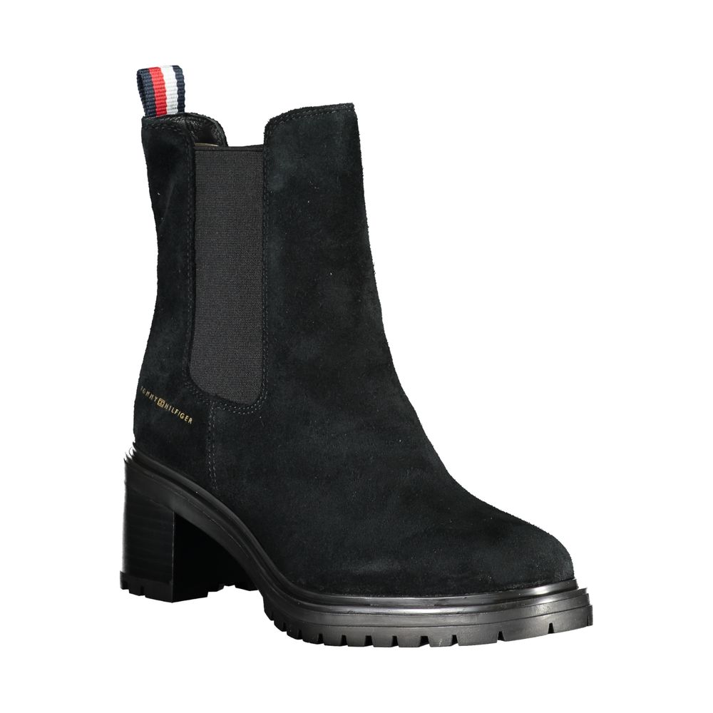 Tommy Hilfiger Black Leather Women Boot