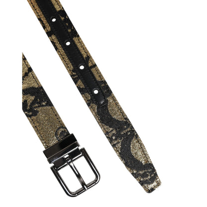 Dolce & Gabbana Multicolor Jacquard Leather Metal Buckle Belt