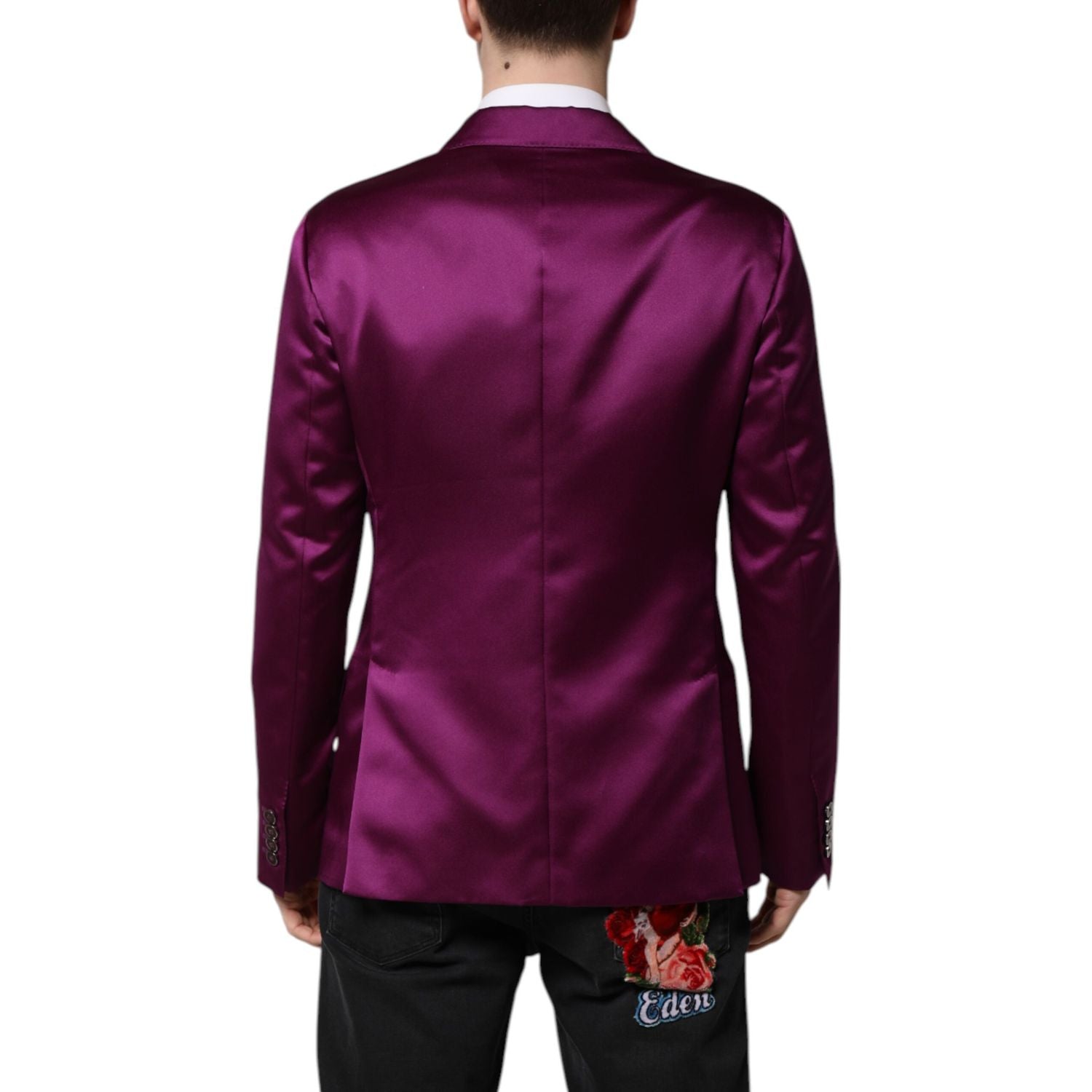 Dolce & Gabbana Purple Double Breasted Men Suit Coat Blazer