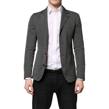 Dolce & Gabbana Black White Patterned Men Suit Coat Blazer