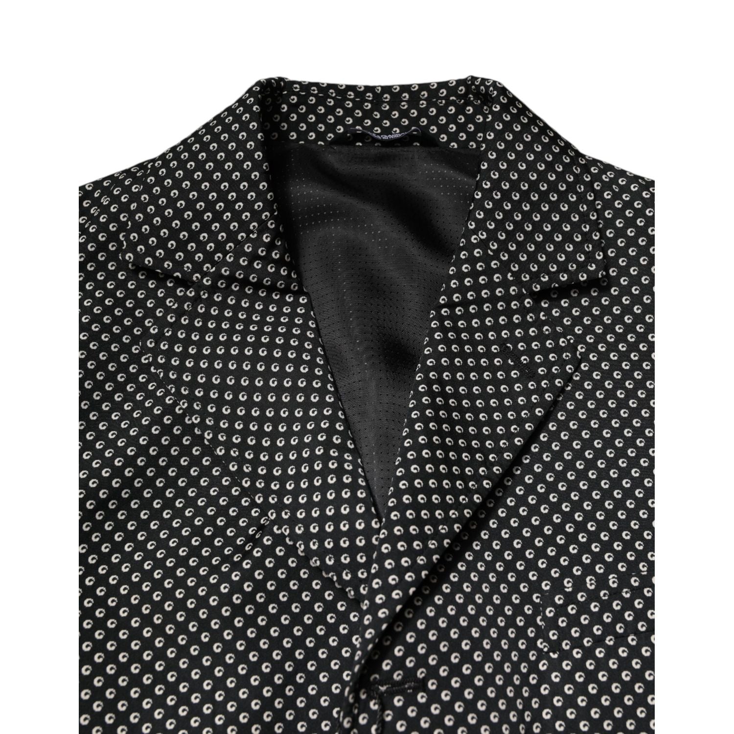 Dolce & Gabbana Black White Patterned Men Suit Coat Blazer