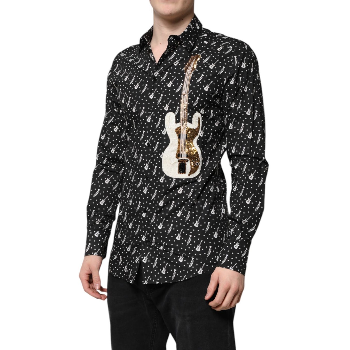 Dolce & Gabbana Black GOLD Instrument Embellished Shirt