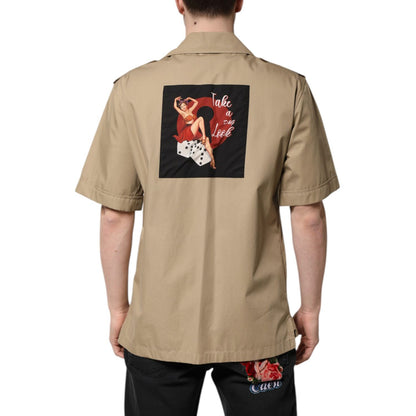 Dolce & Gabbana Brown Graphic Print Short Sleeves Shirt