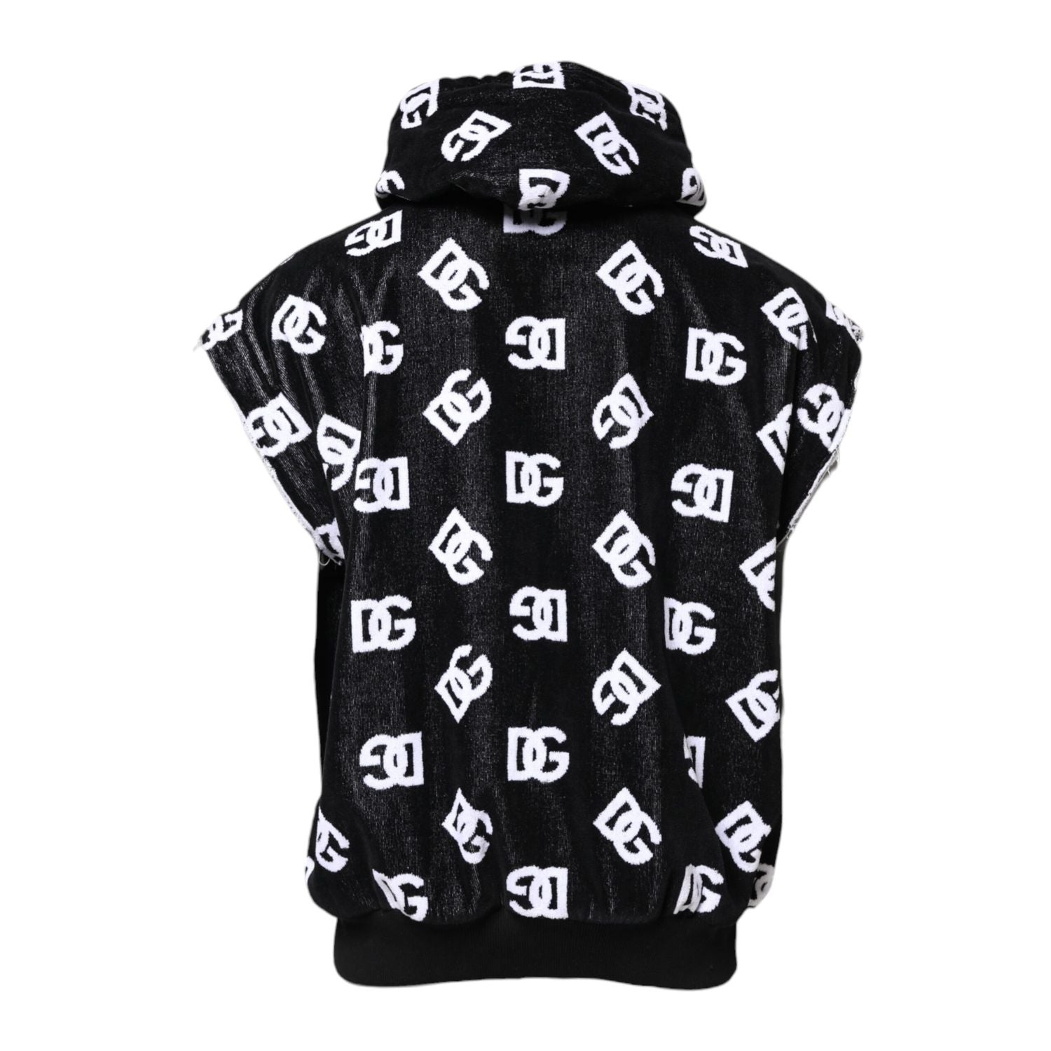 Dolce & Gabbana Black DG Cotton Hooded Sleeveless Sweater