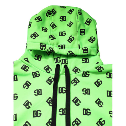 Dolce & Gabbana Green Polyester DGLogo Print Hooded Sweater