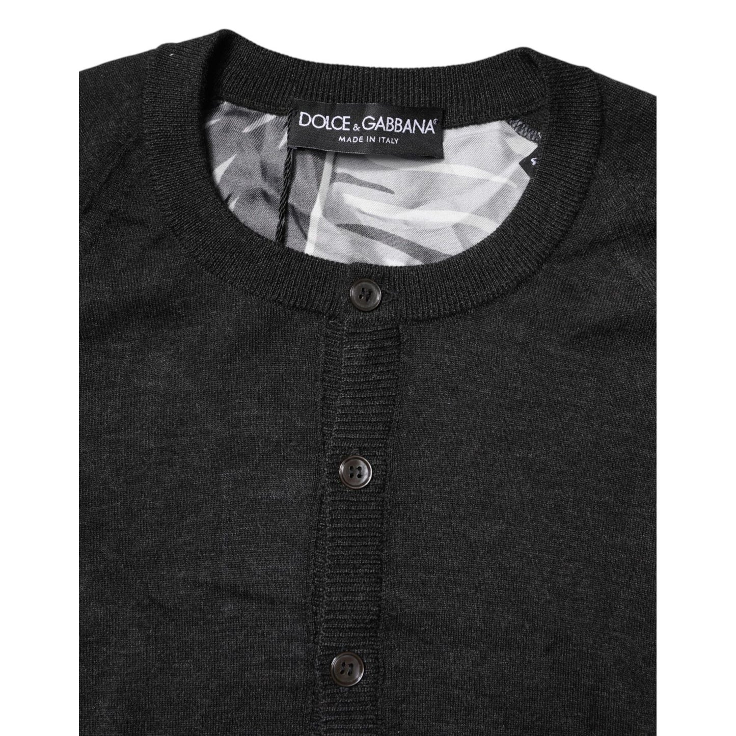 Dolce & Gabbana Black Printed Knitted Men Pullover Sweater