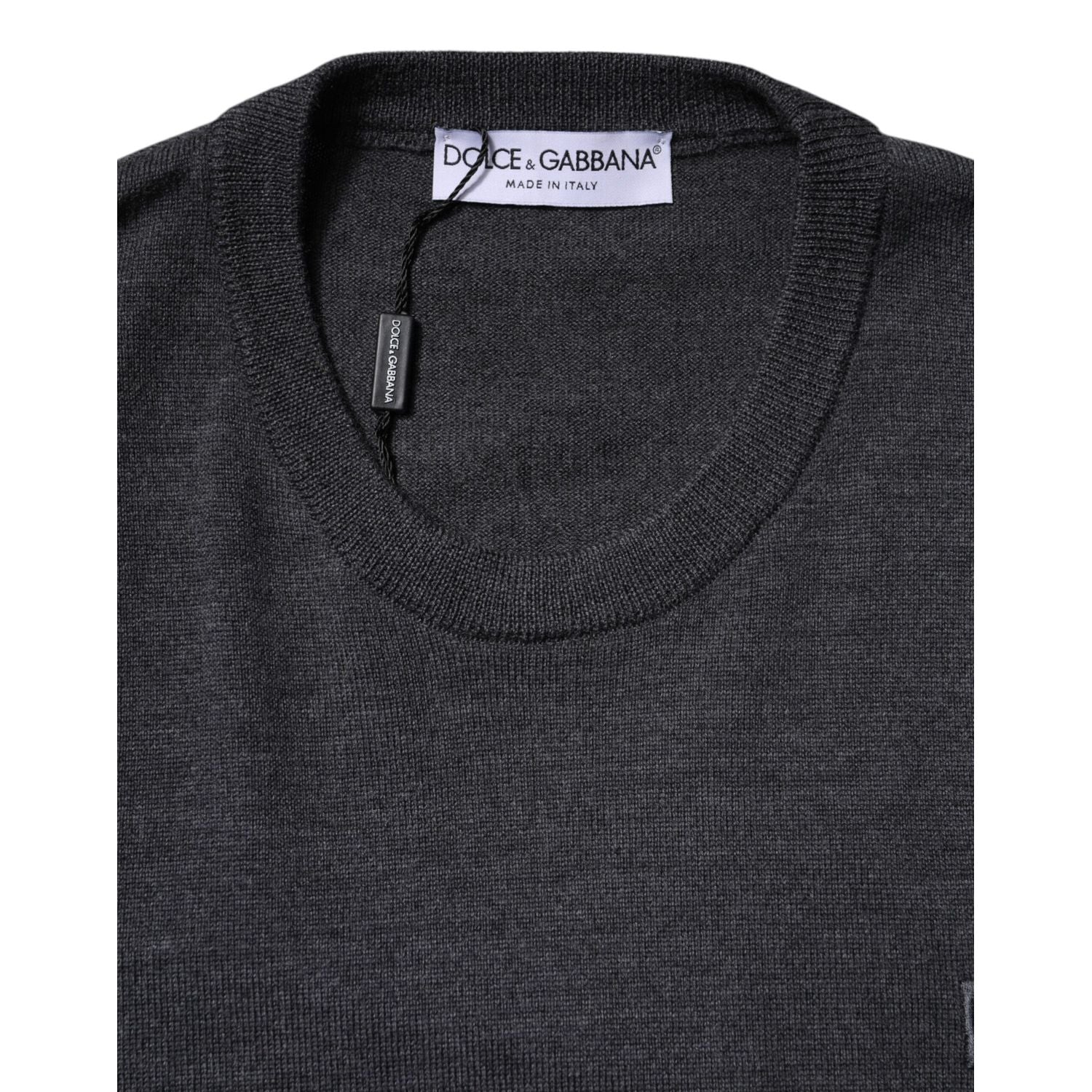 Dolce & Gabbana Gray Wool Logo Knitted Men Pullover Sweater