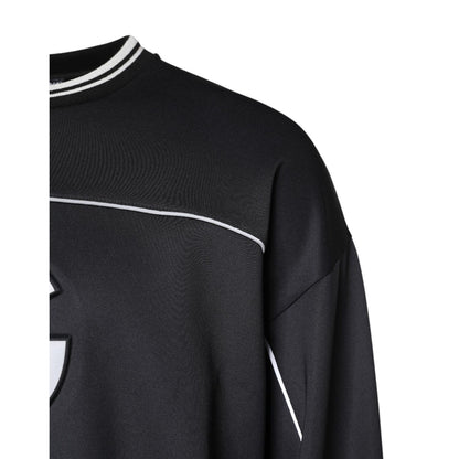Dolce & Gabbana Black Logo Polyester Crew Neck Men Pullover Sweater