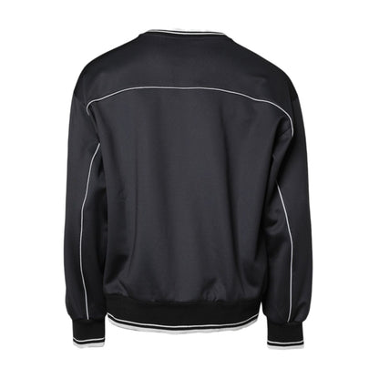 Dolce & Gabbana Black Logo Polyester Crew Neck Men Pullover Sweater