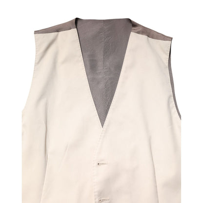 Dolce & Gabbana Beige Gray Dress Men Formal Waistcoat Vest
