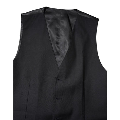 Dolce & Gabbana Black Wool Waistcoat Dress Formal Vest