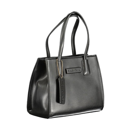 Mario Valentino Black Polyethylene Handbag with handles, adjustable shoulder strap, internal pocket, phone holder space, and logo.