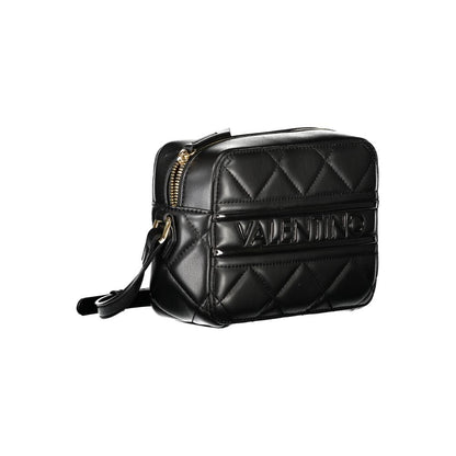 Mario Valentino Black Polyethylene Women Handbag with adjustable strap, quilted design, and zip closure for stylish functionality.