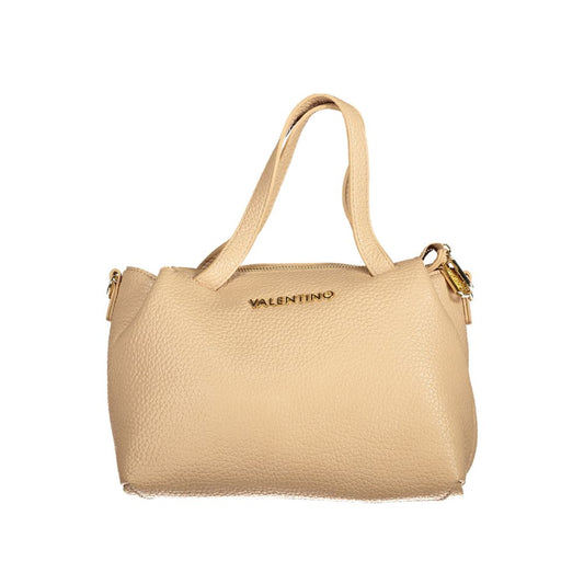 Mario Valentino Beige Polyethylene Women Handbag with sturdy handles and zip closure