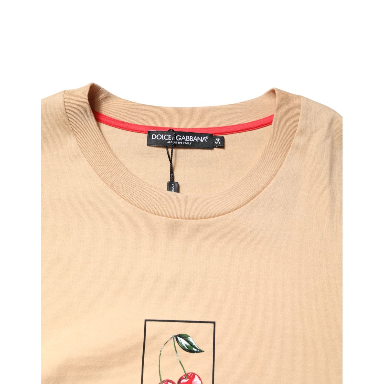 Dolce & Gabbana Beige Cotton Logo Print Crew Neck T-shirt