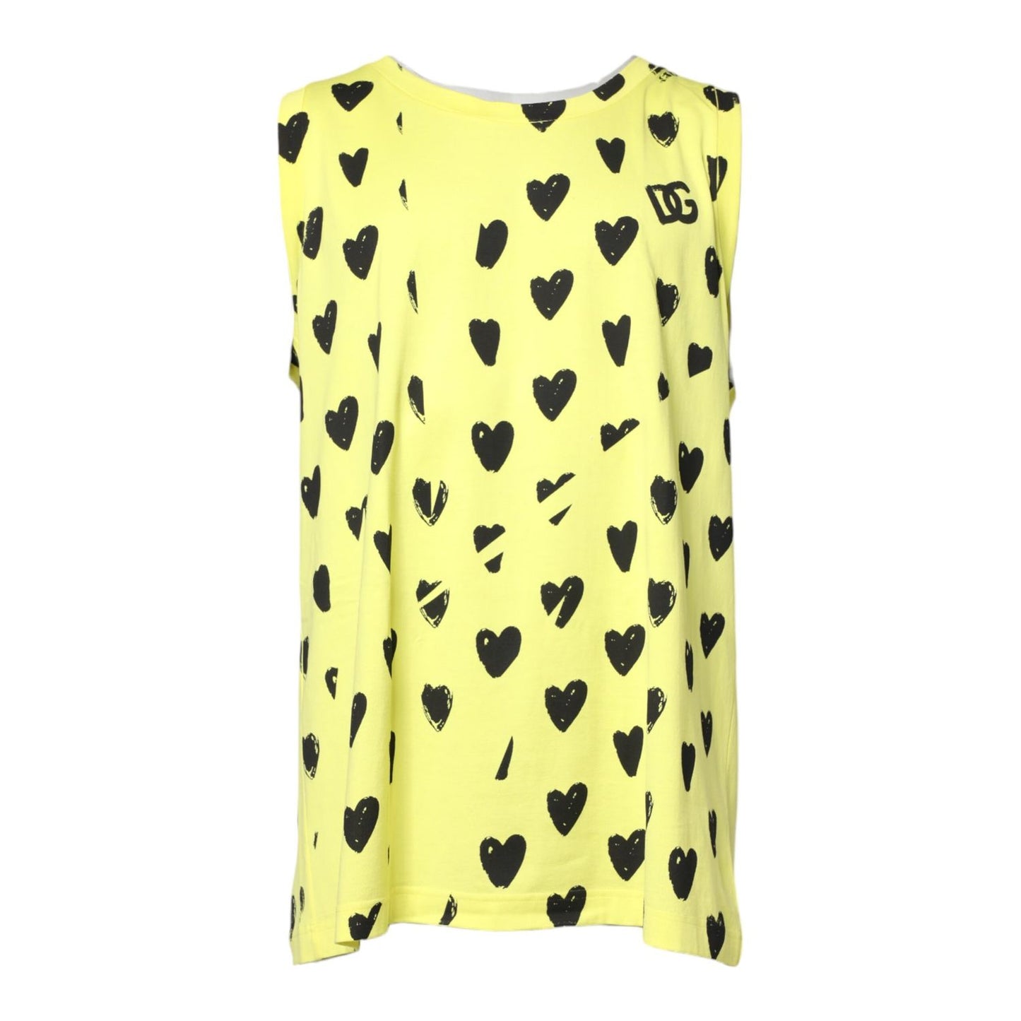 Dolce & Gabbana Yellow Cotton Sleeveless DG Heart T-shirt